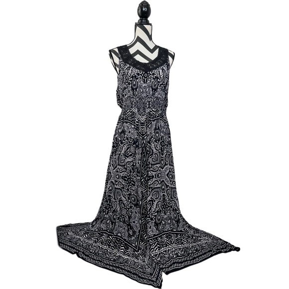 Bila Boho Printed Handkerchief Sz L Sleeveless Maxi Dress - Picture 1 of 12